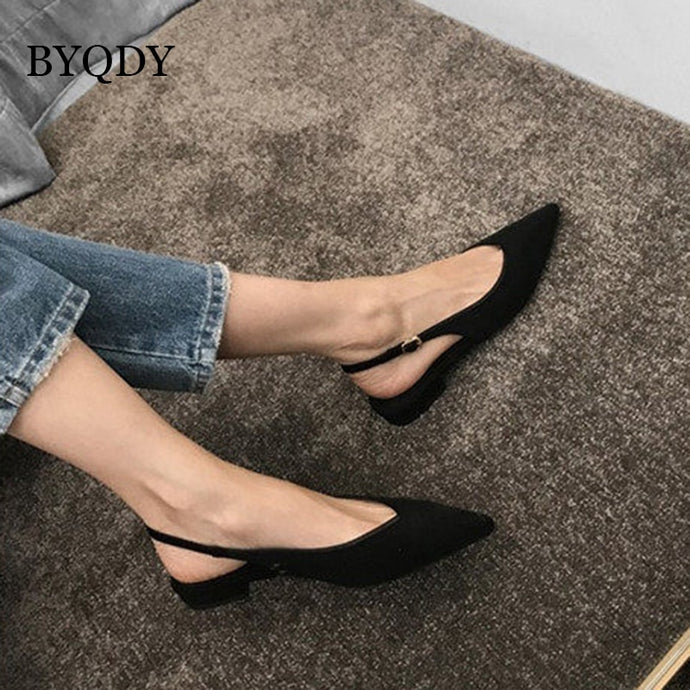 Byqdy 2019 Fashion Black Low Heels Women Pumps