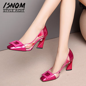 Isnom Patent Leather Pumps Women